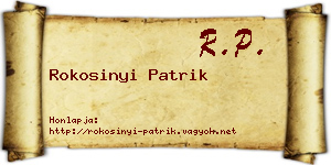 Rokosinyi Patrik névjegykártya